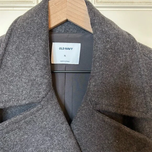 NWT Old Navy Pea Coat Womens XL Dark Gray Charcoal Double Breasted Lined - Picture 3 of 7